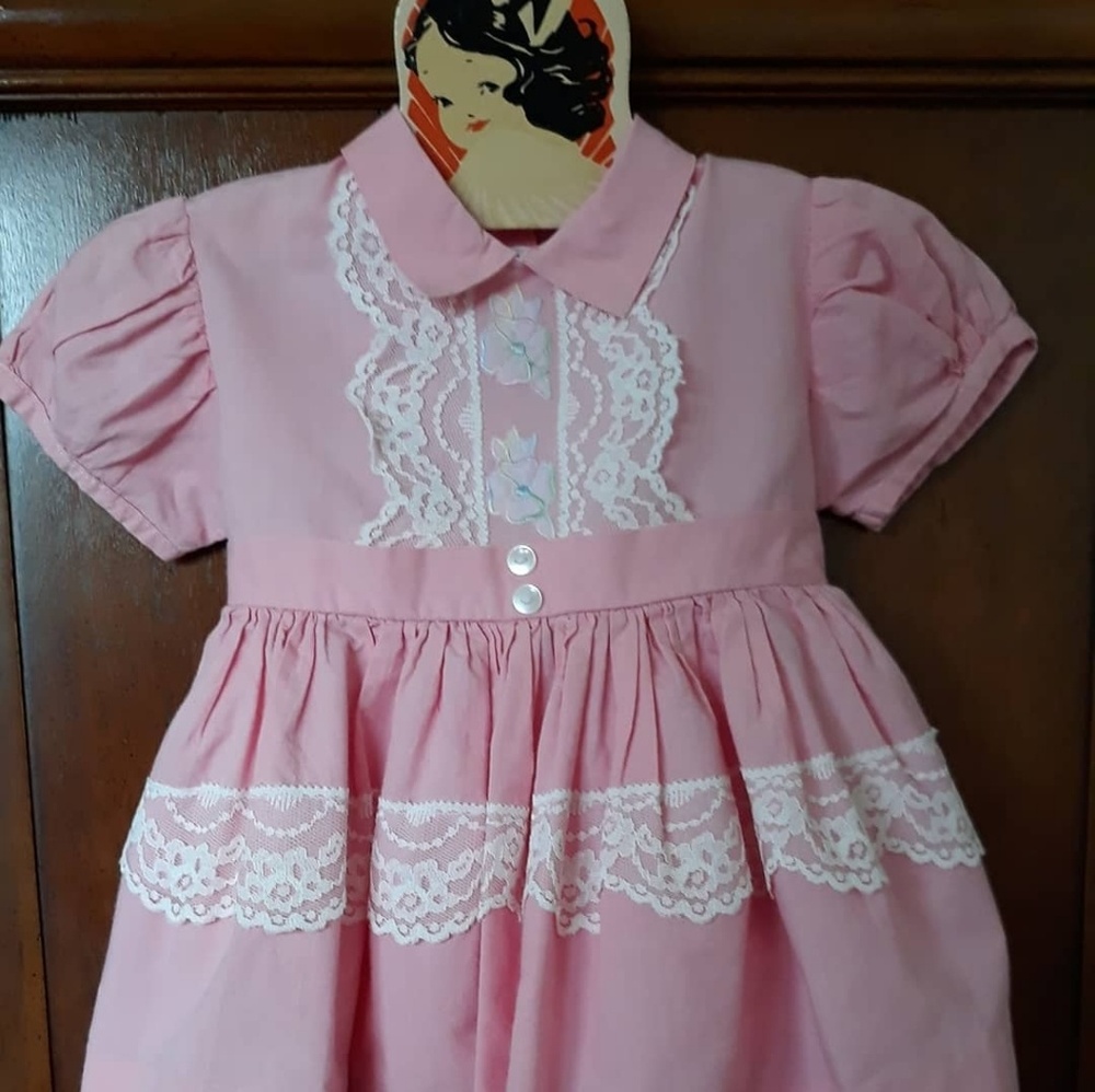 Vintage 1950's pink collardress